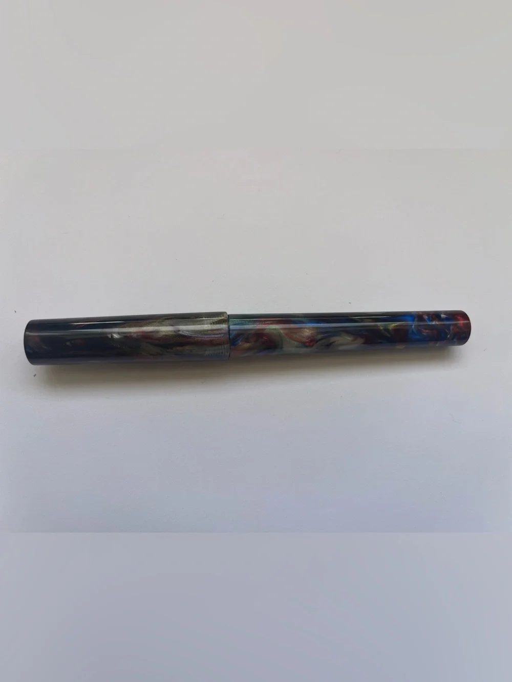 New Just Turnings Fountain Pen Resin Overpour Broad Nib Writing Rainbow Sparkle